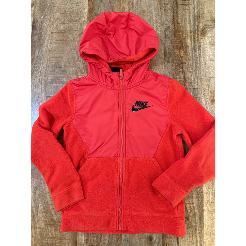 Nike Kids Red Full Zip Fleece Hybrid Hoodie Jacket Small S RN56323